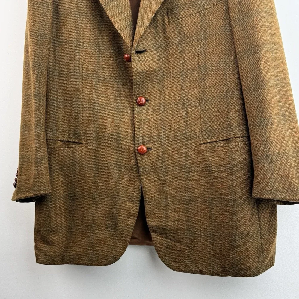 Brioni Sport Coat Blazer Men's 44R Brown Olive Donegal Tweed Escorial Wool Italy